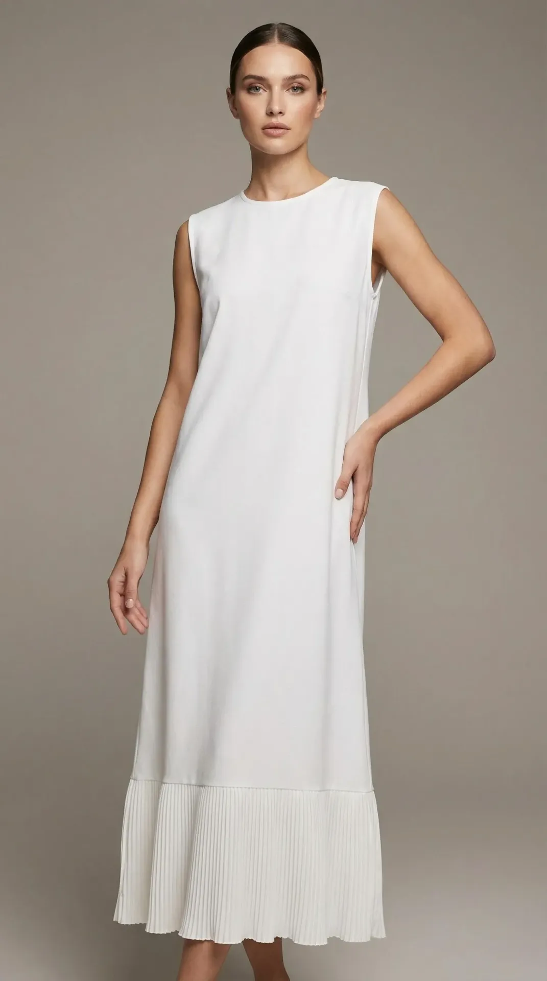 Pleated- End Crepe Inner Dress