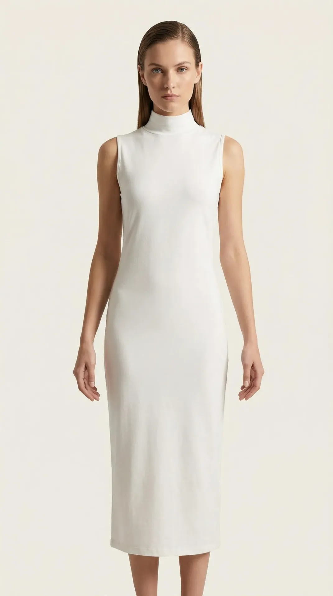 High-Neck Sleeveless Midi Inner Dress