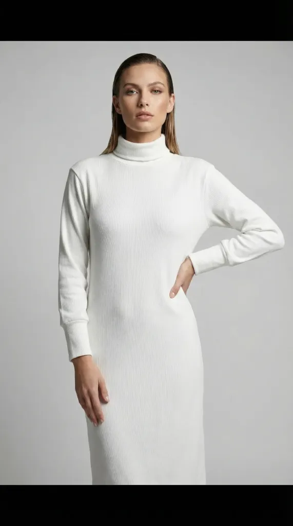 Turtleneck Cotton Inner Dress (White)