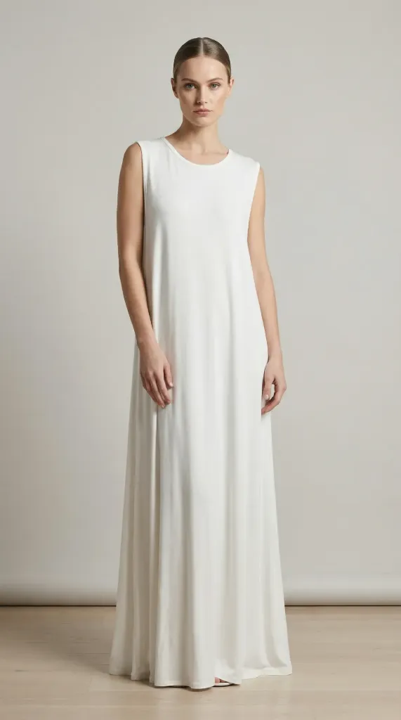 Sleeveless- Cotton Inner Dress (White)