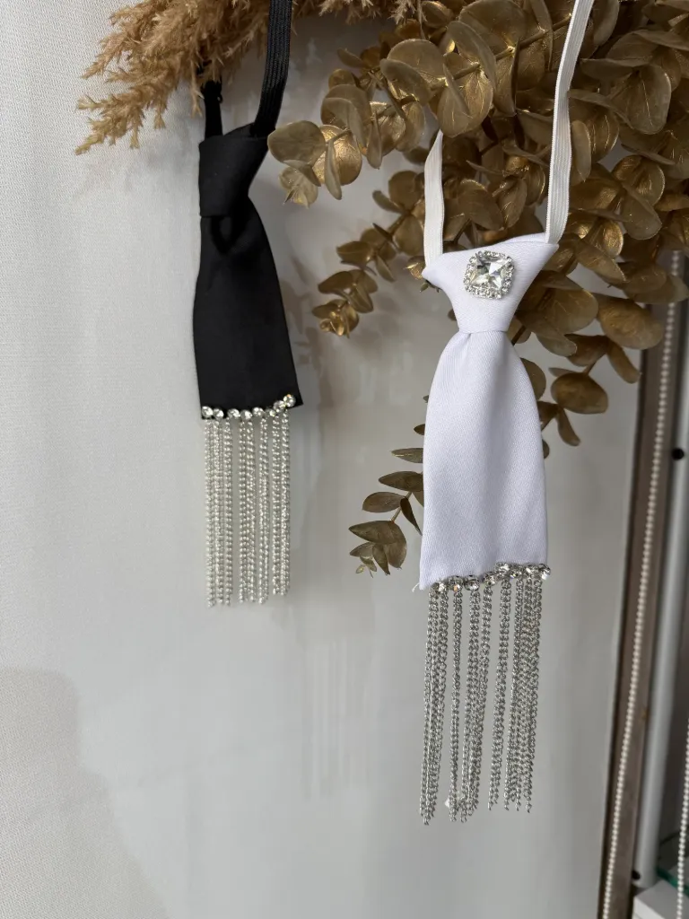 Pearl & Crystal Tie #7 (White)