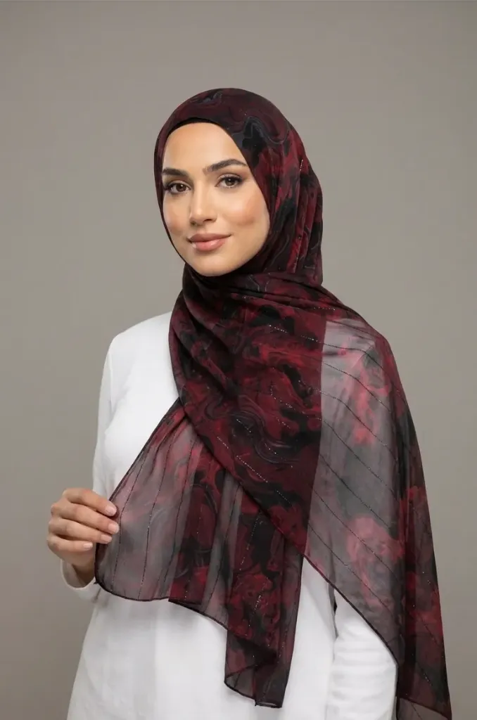 Smoke Print Crepe-Chiffon Hijab #1