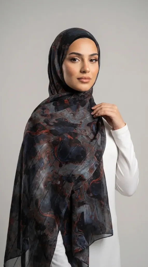 Smoke Print Crepe-Chiffon hijab #2