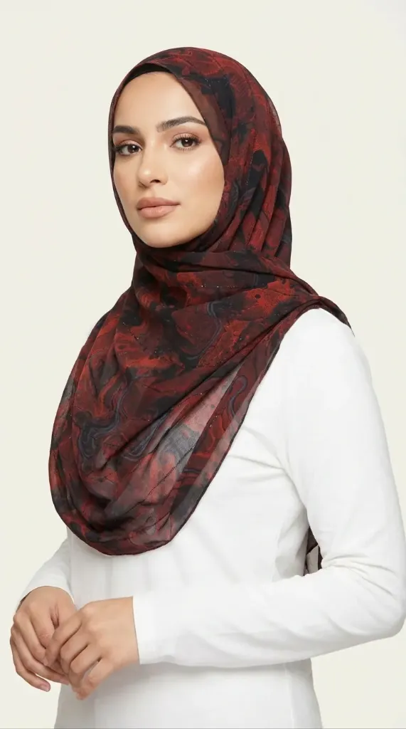 Smoke Print Crepe-Chiffon Hijab #3