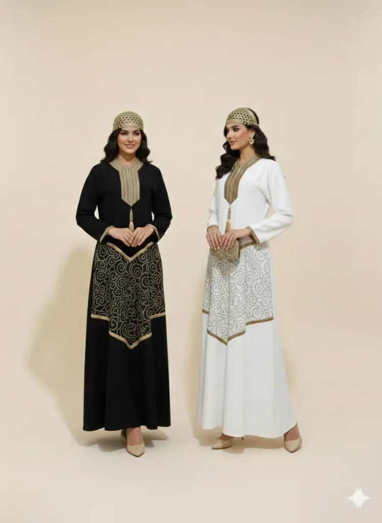Malika Gold Abaya (White)