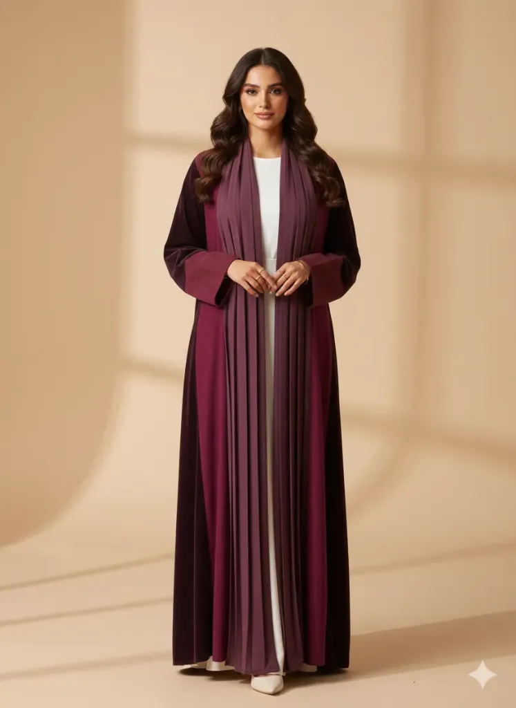 Velvet & Chiffon Open Abaya