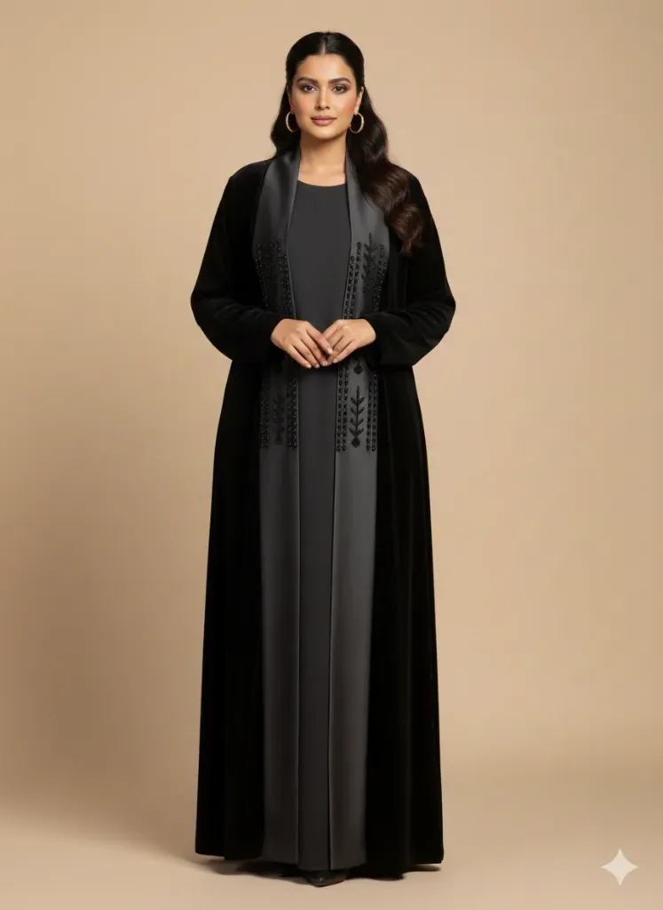 The Onyx Velvet Layered Abaya (54)