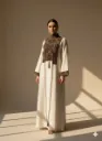 High-Neck Geometric Embroidery Abaya