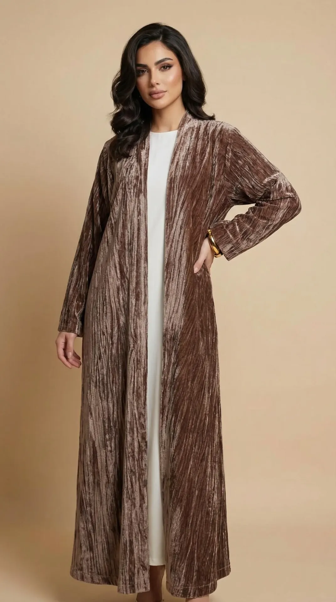 The Sienna Luxe Crushed Velvet Abaya
