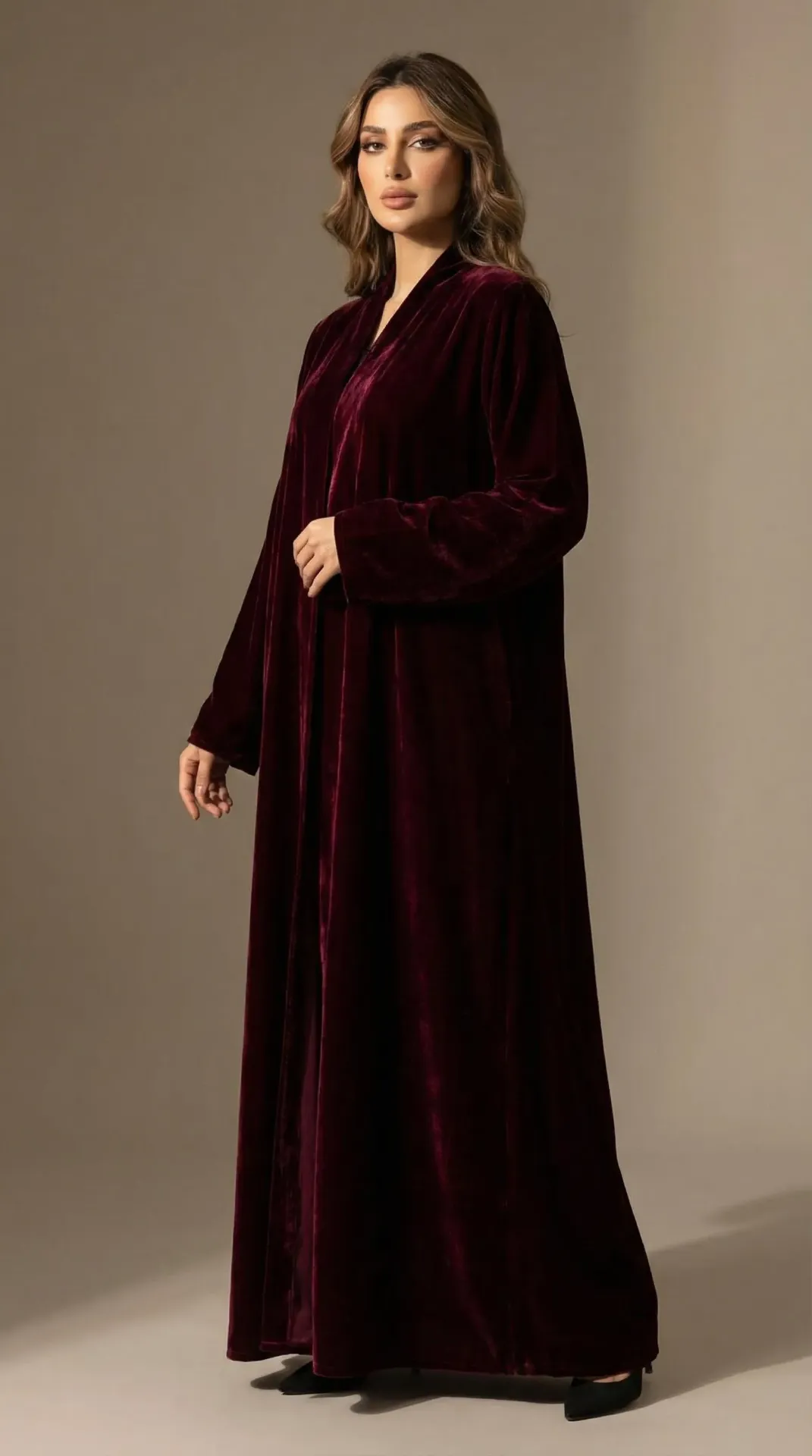 The Ruby Noir Velvet Abaya